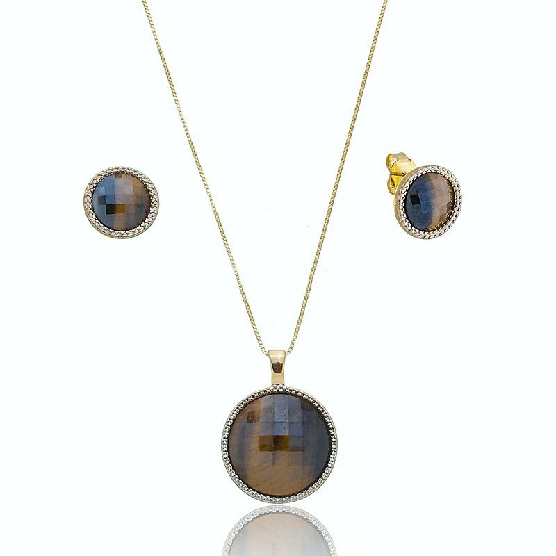 Tiger's deals Eye, Swarovski Crystals and Gold Filled Necklace Set